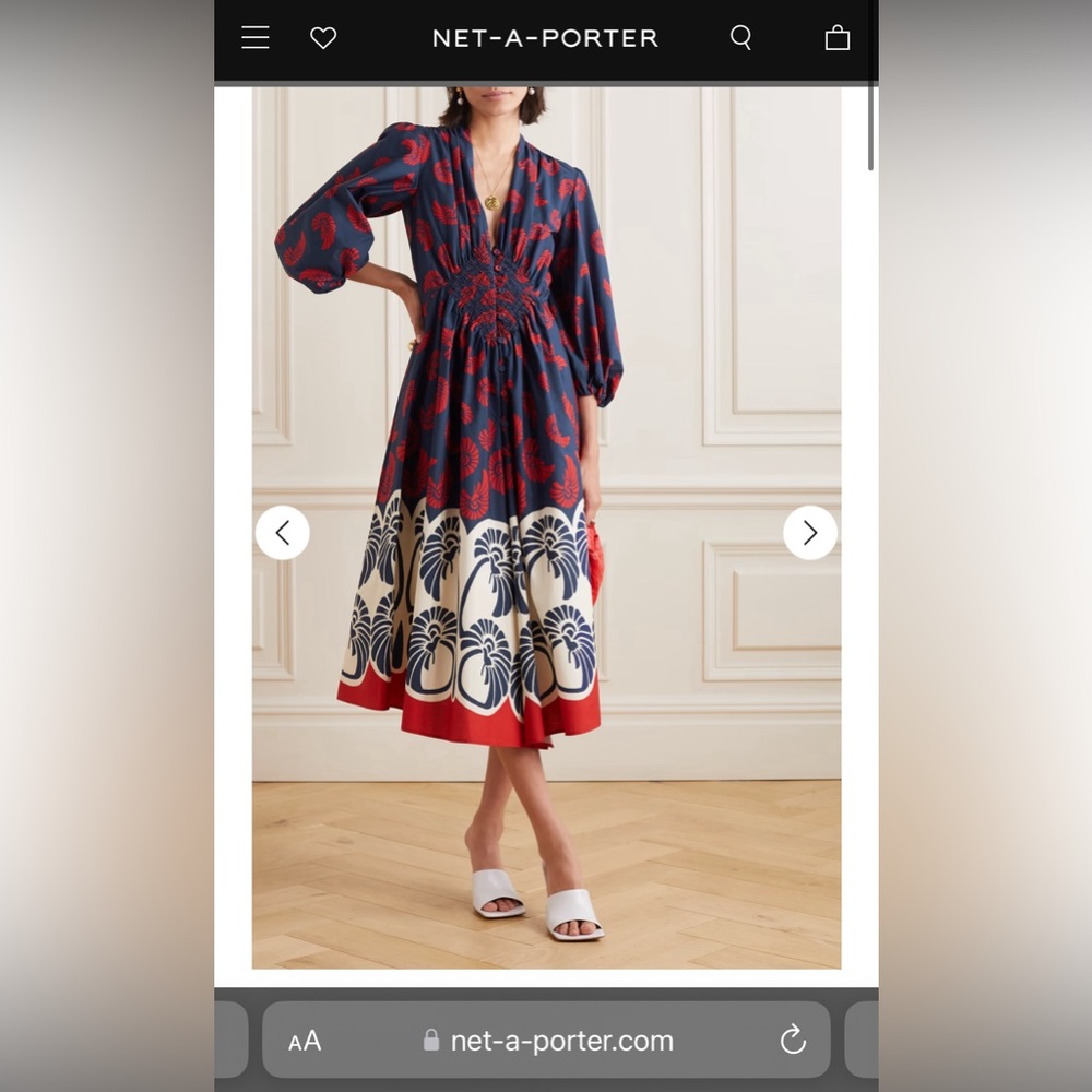 LA DOUBLEJ
Camerino smocked printed cotton midi dress